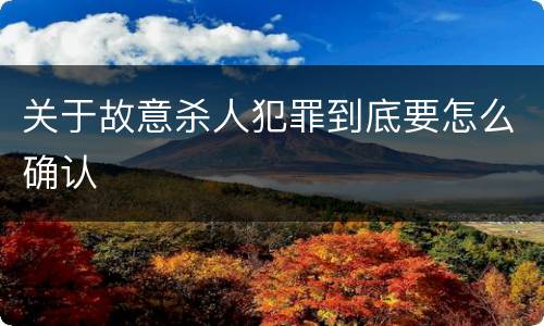 关于故意杀人犯罪到底要怎么确认