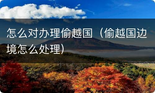 怎么对办理偷越国（偷越国边境怎么处理）