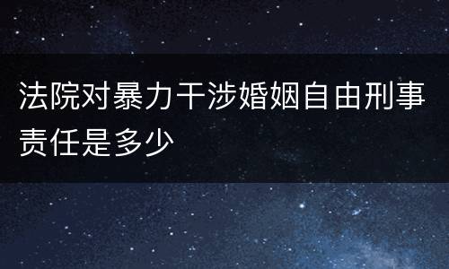 法院对暴力干涉婚姻自由刑事责任是多少