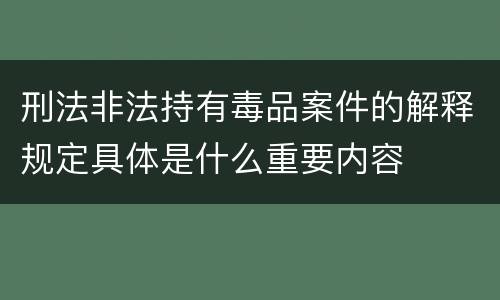 刑法非法持有毒品案件的解释规定具体是什么重要内容