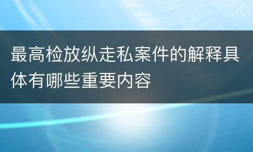 最高检放纵走私案件的解释具体有哪些重要内容