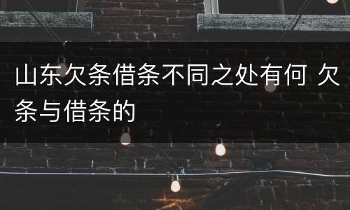山东欠条借条不同之处有何 欠条与借条的