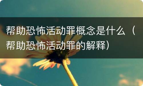 帮助恐怖活动罪概念是什么（帮助恐怖活动罪的解释）
