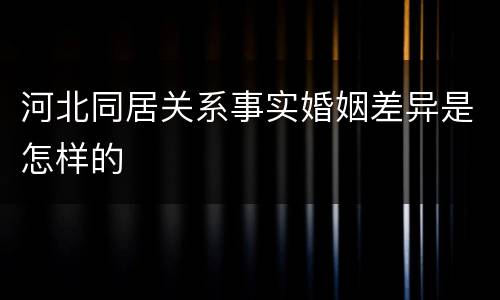 河北同居关系事实婚姻差异是怎样的