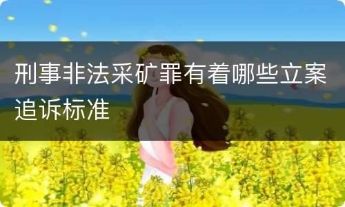 刑事非法采矿罪有着哪些立案追诉标准
