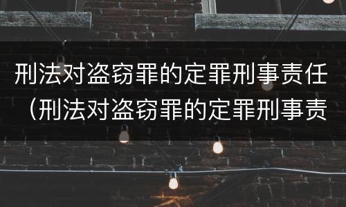 刑法对盗窃罪的定罪刑事责任（刑法对盗窃罪的定罪刑事责任的定义）