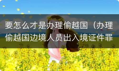 要怎么才是办理偷越国（办理偷越国边境人员出入境证件罪）