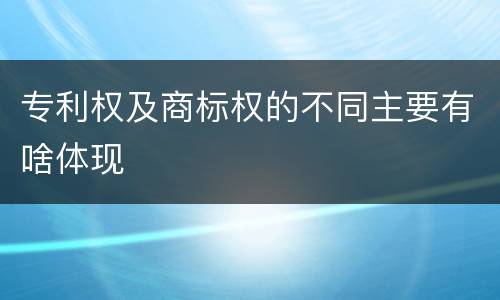 专利权及商标权的不同主要有啥体现