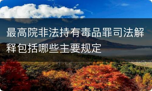 最高院非法持有毒品罪司法解释包括哪些主要规定