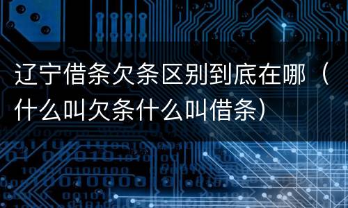 辽宁借条欠条区别到底在哪（什么叫欠条什么叫借条）
