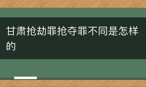 甘肃抢劫罪抢夺罪不同是怎样的