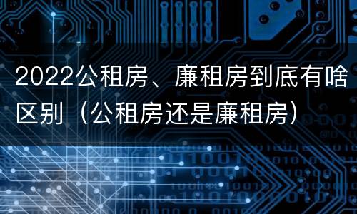 2022公租房、廉租房到底有啥区别（公租房还是廉租房）