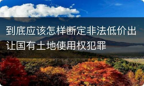 到底应该怎样断定非法低价出让国有土地使用权犯罪