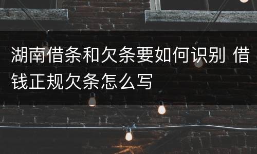 湖南借条和欠条要如何识别 借钱正规欠条怎么写