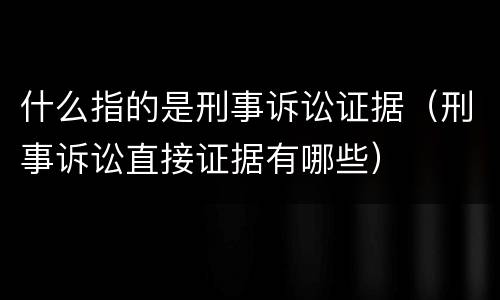 什么指的是刑事诉讼证据（刑事诉讼直接证据有哪些）