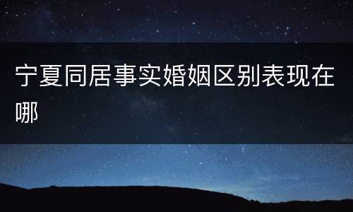 宁夏同居事实婚姻区别表现在哪