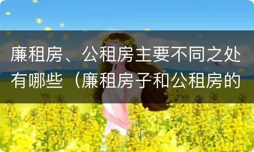 廉租房、公租房主要不同之处有哪些（廉租房子和公租房的区别）
