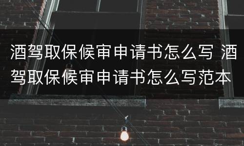 酒驾取保候审申请书怎么写 酒驾取保候审申请书怎么写范本