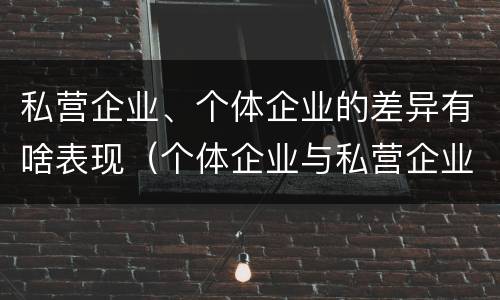 私营企业、个体企业的差异有啥表现（个体企业与私营企业的区别）