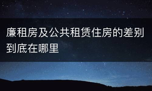 廉租房及公共租赁住房的差别到底在哪里