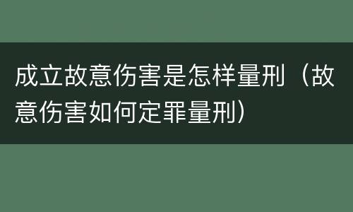 成立故意伤害是怎样量刑（故意伤害如何定罪量刑）