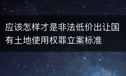 应该怎样才是非法低价出让国有土地使用权罪立案标准