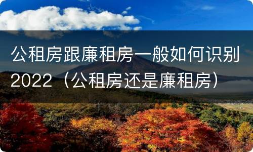 公租房跟廉租房一般如何识别2022（公租房还是廉租房）