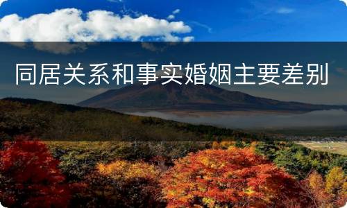 同居关系和事实婚姻主要差别