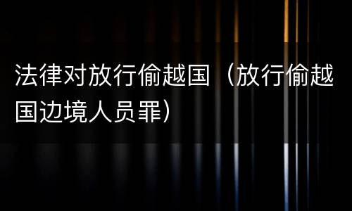 法律对放行偷越国（放行偷越国边境人员罪）