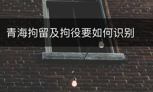 青海拘留及拘役要如何识别