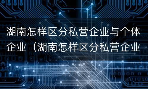 湖南怎样区分私营企业与个体企业（湖南怎样区分私营企业与个体企业的区别）