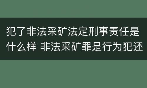 犯了非法采矿法定刑事责任是什么样 非法采矿罪是行为犯还是结果犯