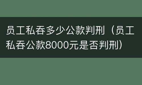 员工私吞多少公款判刑（员工私吞公款8000元是否判刑）