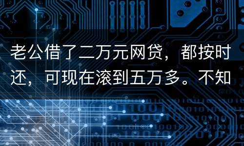 老公借了二万元网贷，都按时还，可现在滚到五万多。不知道怎么办