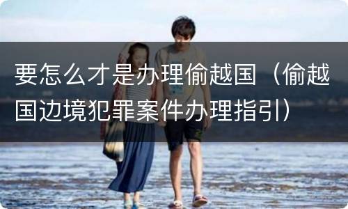 要怎么才是办理偷越国（偷越国边境犯罪案件办理指引）
