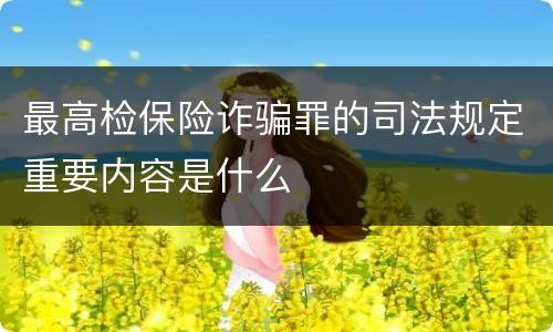 最高检保险诈骗罪的司法规定重要内容是什么