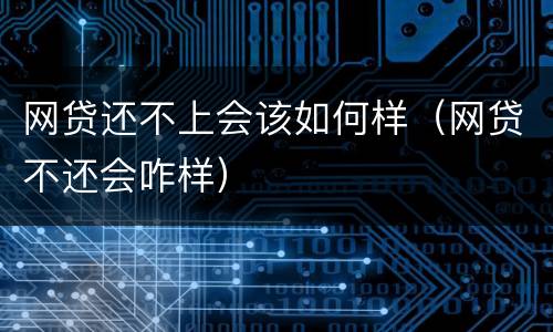 网贷还不上会该如何样（网贷不还会咋样）