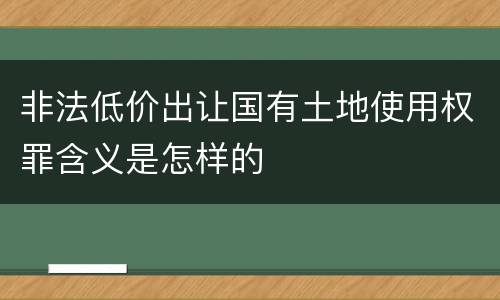 非法低价出让国有土地使用权罪含义是怎样的