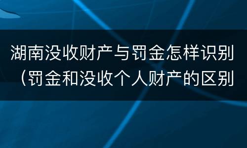 湖南没收财产与罚金怎样识别（罚金和没收个人财产的区别）