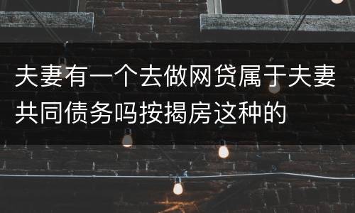 夫妻有一个去做网贷属于夫妻共同债务吗按揭房这种的