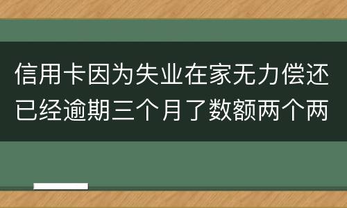 信用卡因为失业在家无力偿还已经逾期三个月了数额两个两千一个六千一个九千后果会怎样
