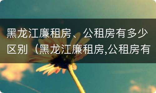 黑龙江廉租房、公租房有多少区别（黑龙江廉租房,公租房有多少区别呢）
