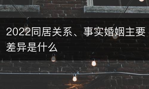 2022同居关系、事实婚姻主要差异是什么