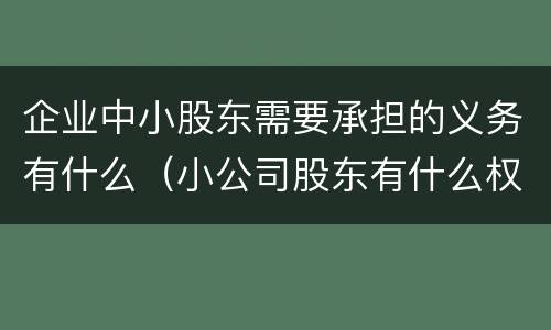 企业中小股东需要承担的义务有什么（小公司股东有什么权利和义务）