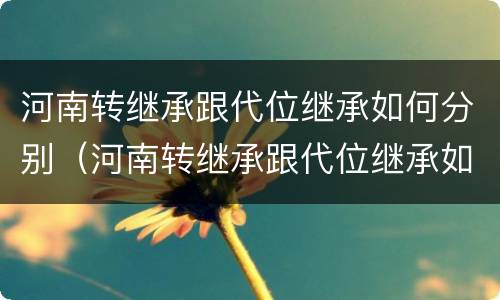 河南转继承跟代位继承如何分别（河南转继承跟代位继承如何分别）