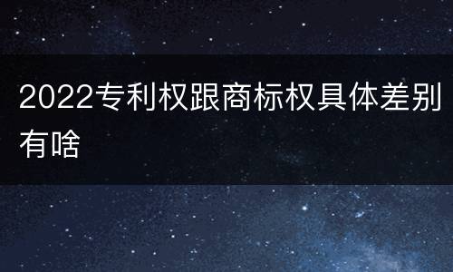 2022专利权跟商标权具体差别有啥