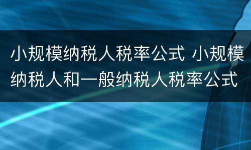 小规模纳税人税率公式 小规模纳税人和一般纳税人税率公式