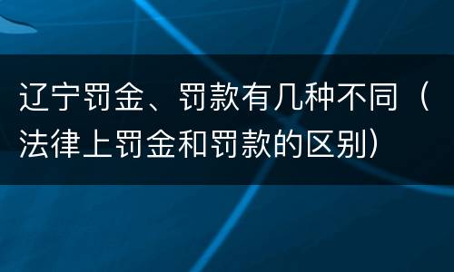 辽宁罚金、罚款有几种不同（法律上罚金和罚款的区别）