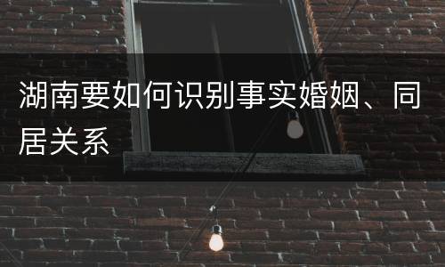 湖南要如何识别事实婚姻、同居关系