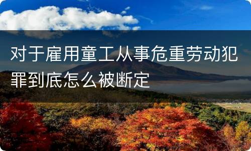 对于雇用童工从事危重劳动犯罪到底怎么被断定